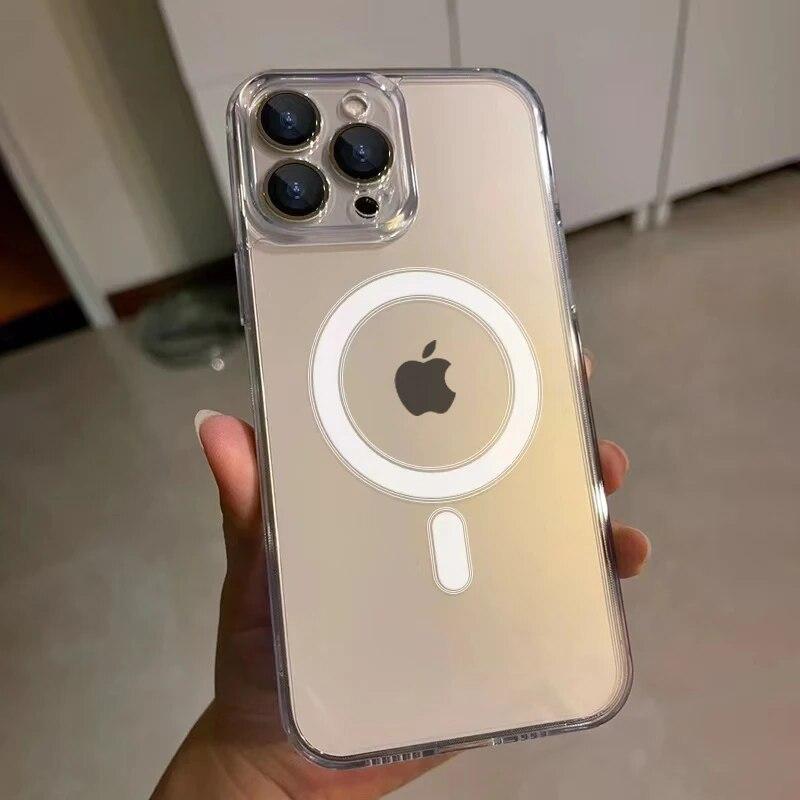 Роскошный не желтеющий прозрачный акриловый чехол для телефона для iPhone 15 14 13 12 11 Pro Max Plus Magsafe, магнитный чехол для беспроводной зарядки