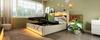 Upholstered Double Bed 140*200, Storage Headboard, USB and Type C Port, 360 Surround LED Head and Foot, Hydraulic Storage, Beige, Linen (No Mattress)