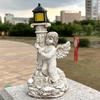 Solar Lamp European Roman Column Angel Sculpture Outdoor Garden Courtyard Home Decoration Resin Crafts Home Accessories