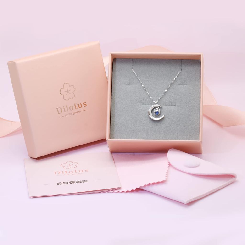 Cat Necklace for Crescent Cat Natural Silver Highest Birthday Accessories [Dilotus-JP] Women, Birthstone, Moon, Motif, Popular, Cute, Stone,