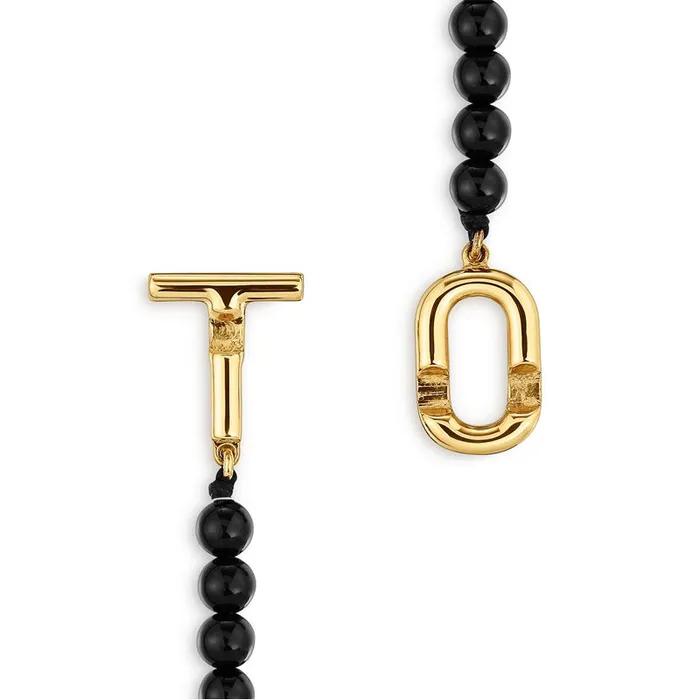 [TOUS] 18K Gold Vermeil Silver Manifesto Onyx Bracelet 311691720