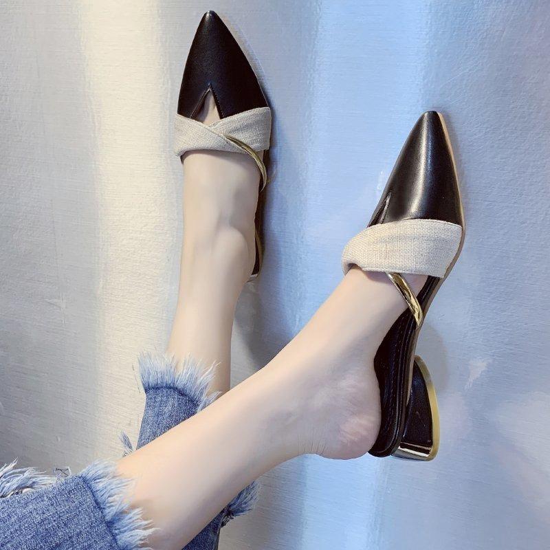 Сандалии с острым носком Дизайнерские Роскошные Женские Шлепанцы Для Улицы Элегантные Одиночные Туфли Мюли Большого Размера Chaussure Femme Zapatos Mujer