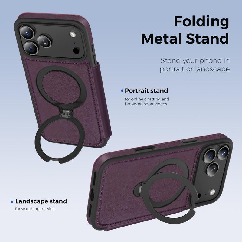 Wireless Charging Flip Phone Case For iPhone 18 17 16 15 14 13 12 Pro Max For Magsafe Leather Case Cards Slots Kickstand Cover