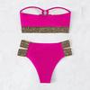 2Pcs/Set Popular Women Swimwear Off Shoulder Gathering Skin-touch Bandeau Bra High Waist Briefs Swimwear Water Activity Clothing