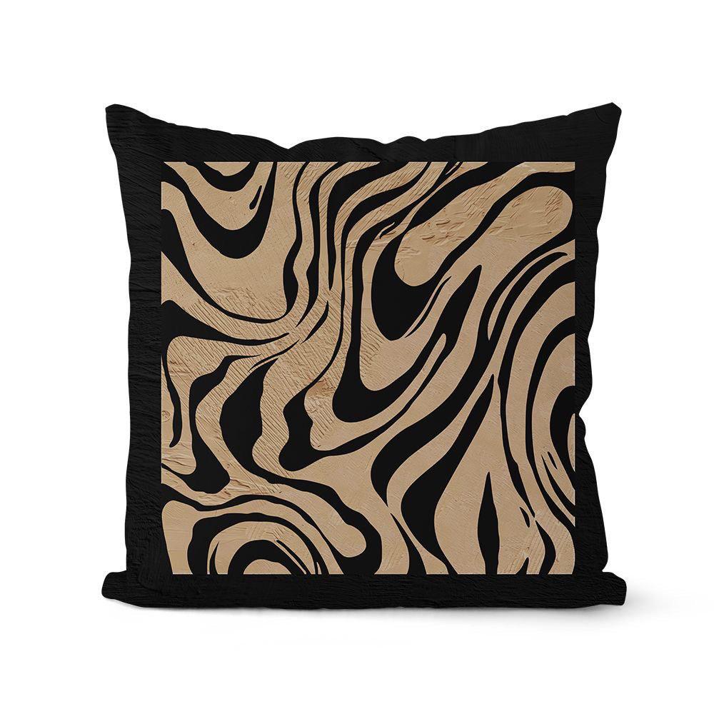 American Retro Maillard Style Pillowcase Living Room Sofa Bedroom Backrest Cushion Abstract Short Velvet Pillowcase