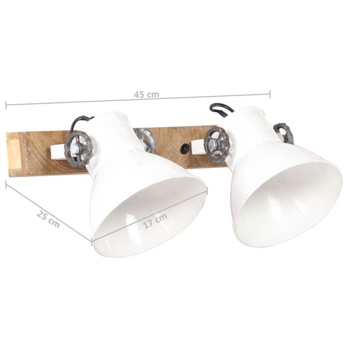 Lampe murale - vidaXL - 45x25 cm - Blanc - Bois de manguier - E27 25W