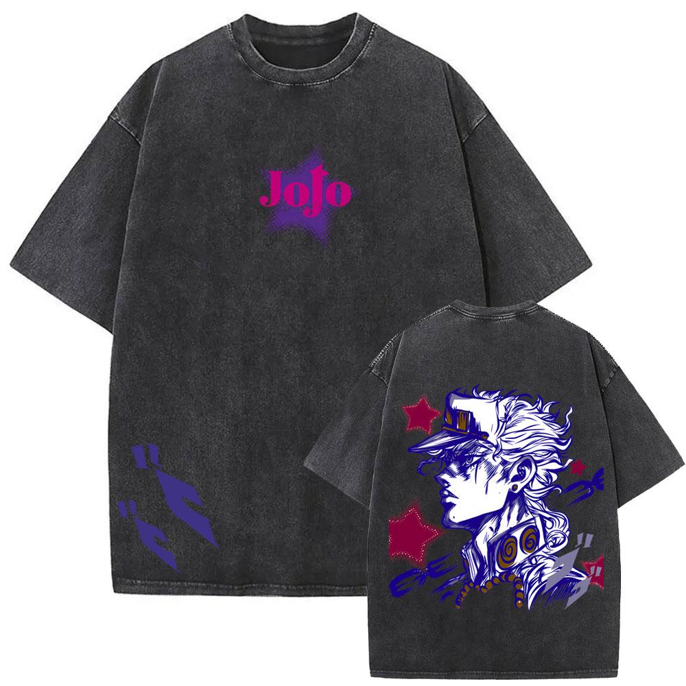 Ретро-футболка с эффектом стирки из аниме 'JoJo's Bizarre Adventure - Нориаки Какиоин', мужская, повседневная, свободного кроя