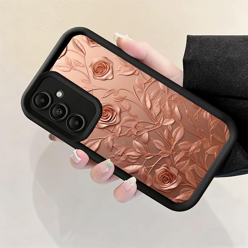 Чехол для телефона Samsung Galaxy S26 S25 Ultra S24 FE Красивый Розово-золотой Художественный Чехол S23 Plus S22 + S21 S20 5G Мягкий Силиконовый Funda