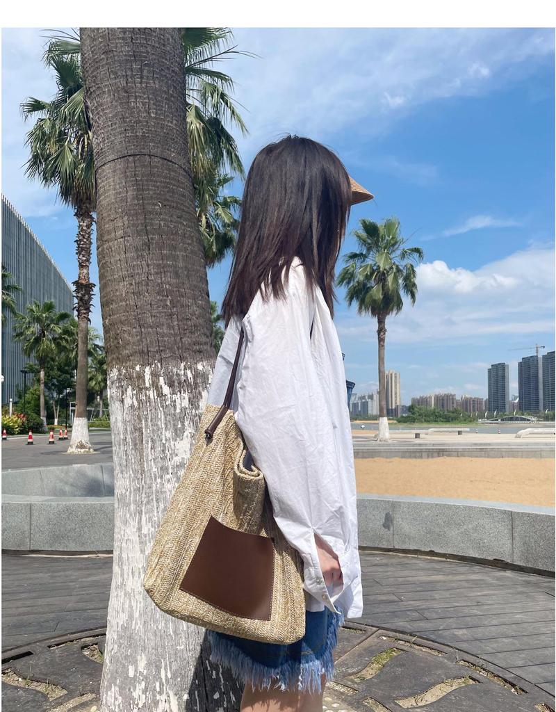Large Capacity Summer Beach Straw Handbag: Woven, Stylish, and Ideal for Seaside Holidays