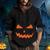Halloween Printed Hooded Men's Oversized Drawstring Button Hoodie