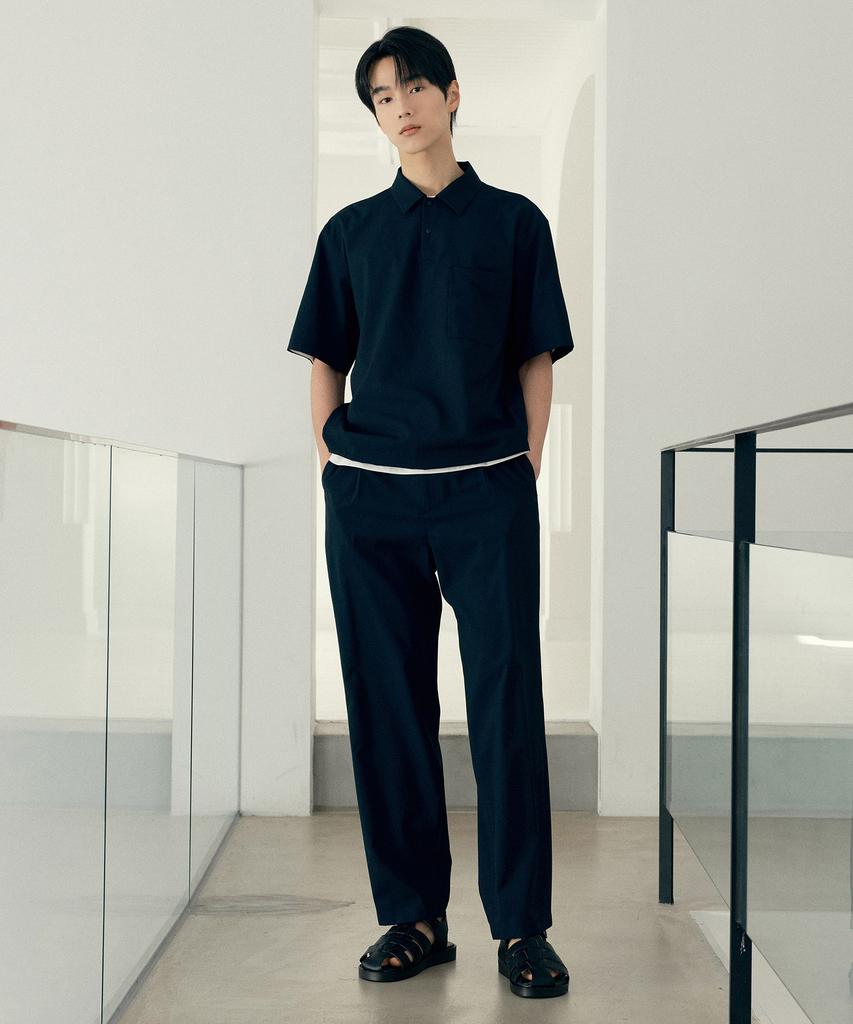 MINDBRIDGE [Air Cool] Mesh Pullover Semi-Overfit Short Sleeve Shirt