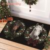 1pc Pack, 2D Flat Printing, Christmas Horse Pattern Holiday Entrance Door Mat for Living Room Indoor Use, Non-slip Machine-washable Easy-to-clean Poly