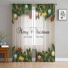 Рождественские шторы Рождественские украшения и ветки Тюль Шторы для гостиной Спальня Шифон Прозрачная вуаль Кухонная штора