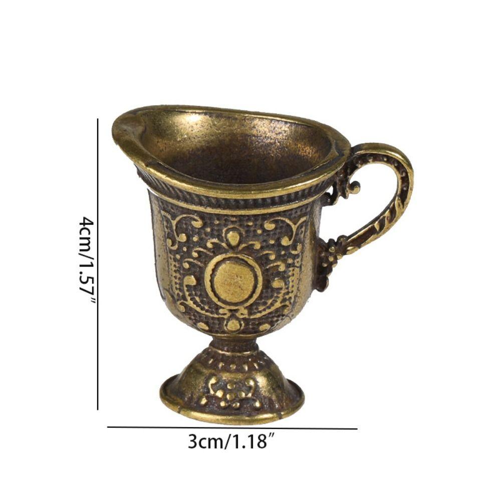Carved Antique Teacup Ornaments European Style Holy Water Cup Retro Copper Teacup  National Trend