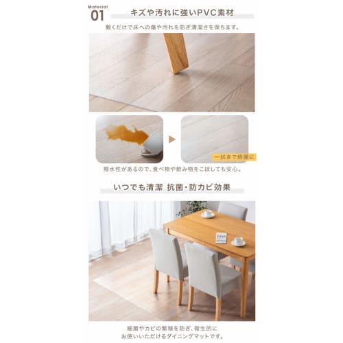 Tansu Gen [Easy to Clean] Transparent Dining Mat, 180 x 240 cm, 1.5 mm Thick [Sick House Prevention Product] Clear Mat, Waterproof, Antibacterial, and