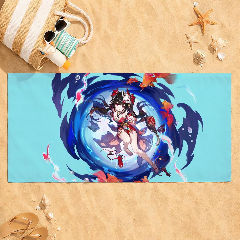 Игровое полотенце Honkai Star Rail Sparkle, быстросохнущее, впитывающее, пляжное полотенце для спорта, фитнеса, плавания и активного отдыха