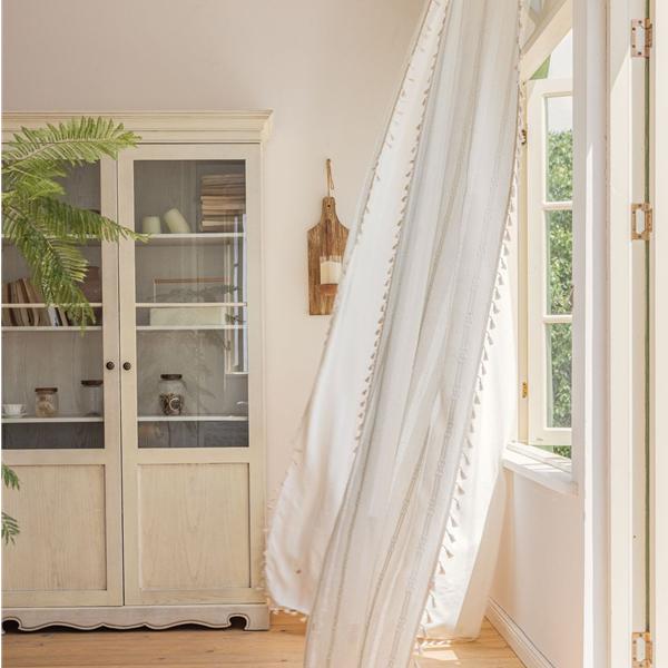 Белые полосатые вышитые шторы, полупрозрачные шторы, полые шторы для кухни и гостиной, оконные шторы
