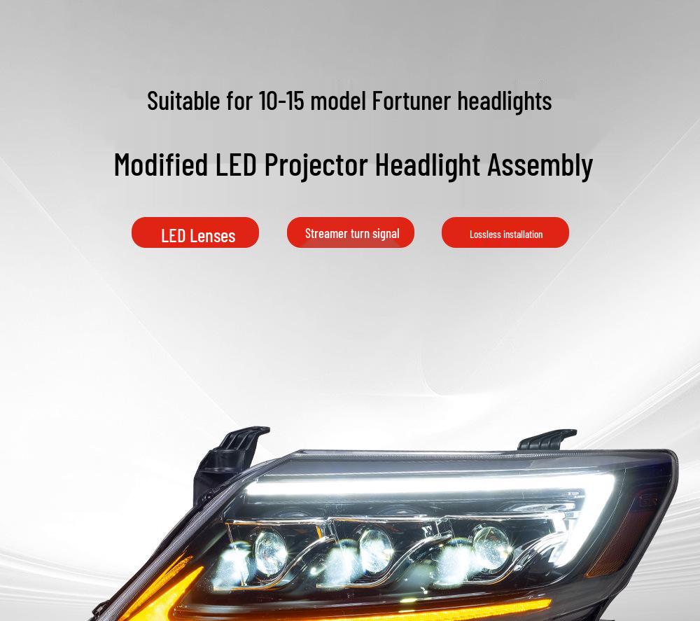 Светодиодные линзы с динамическими указателями поворота для Toyota Fortuner 2010-2015, блок-фара