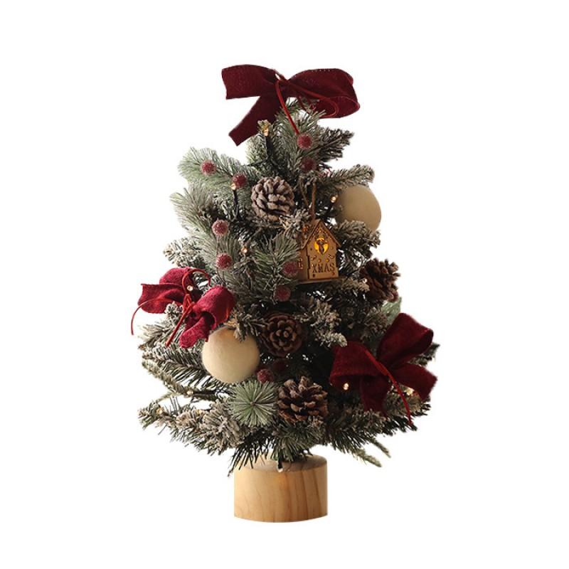 Mini Christmas Tree With Lights PE Snowy Desktop Holiday Decor 40-90cm