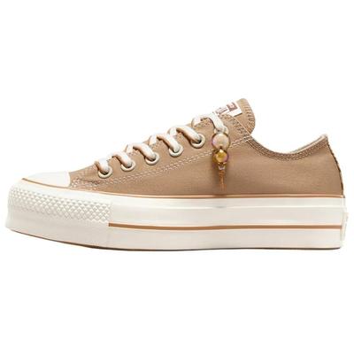 Chuck Taylor All Star Lift Low Khaki Charm женские кроссовки коричневые белые A11619C
