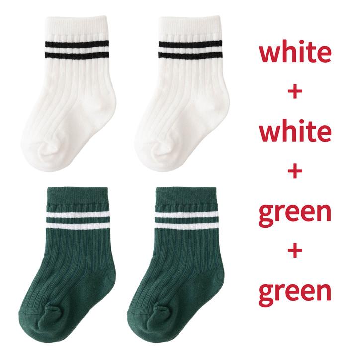 4 пары/комплект Детские носки в полоску из чистого хлопка в рубчик для малышей, носки до щиколотки, упаковка, мягкие детские аксессуары, одежда для мальчиков 0-5 лет