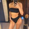 Sexy Bandeau High Leg Cut Female Swimsuit High Waist Bikini Women Swimwear Two-pieces Bikini Set Bather Bathing Suit Swim