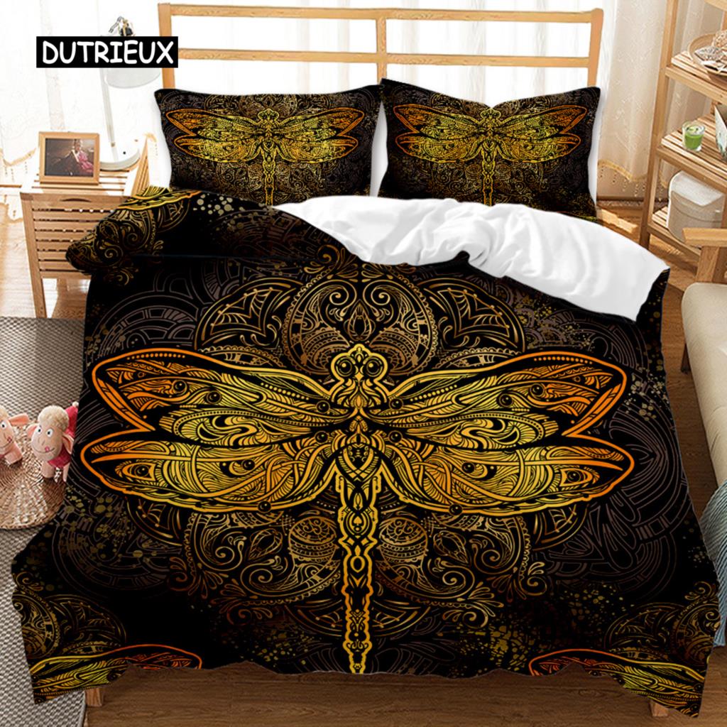 Комплект постельного белья в стиле бохо с 3D-изображением «Золотое солнце и луна» для детей, подростков, взрослых, двуспальный, размера «king-size», полиэстеровый чехол-кровать