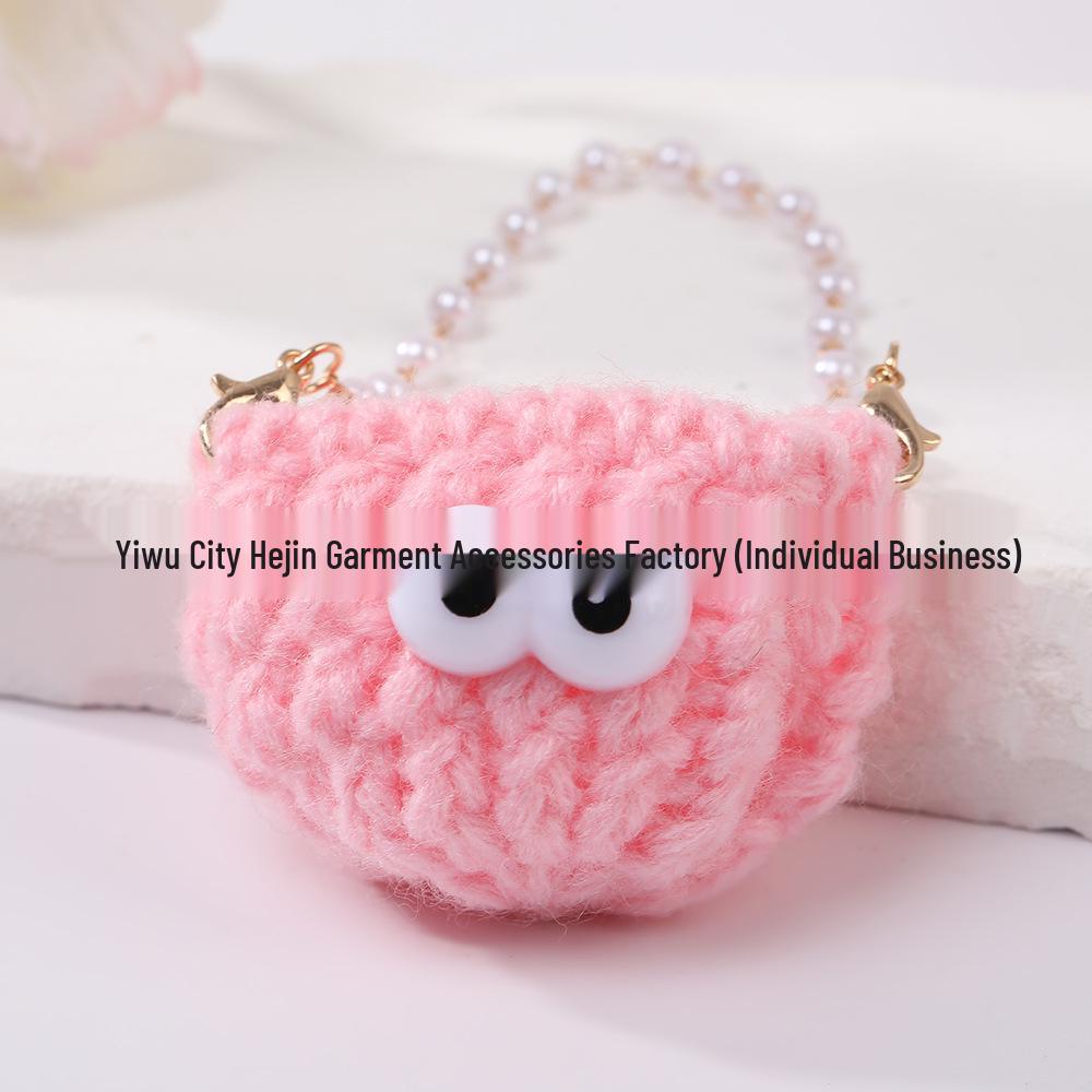 Mini Candy Color Yarn Bag Pendant with Cartoon Doll