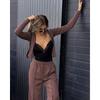 Womens Solid Color Long Sleeve Zip-Up Cardigan With Drawstring Waist Casual Pants 2-Piece Set