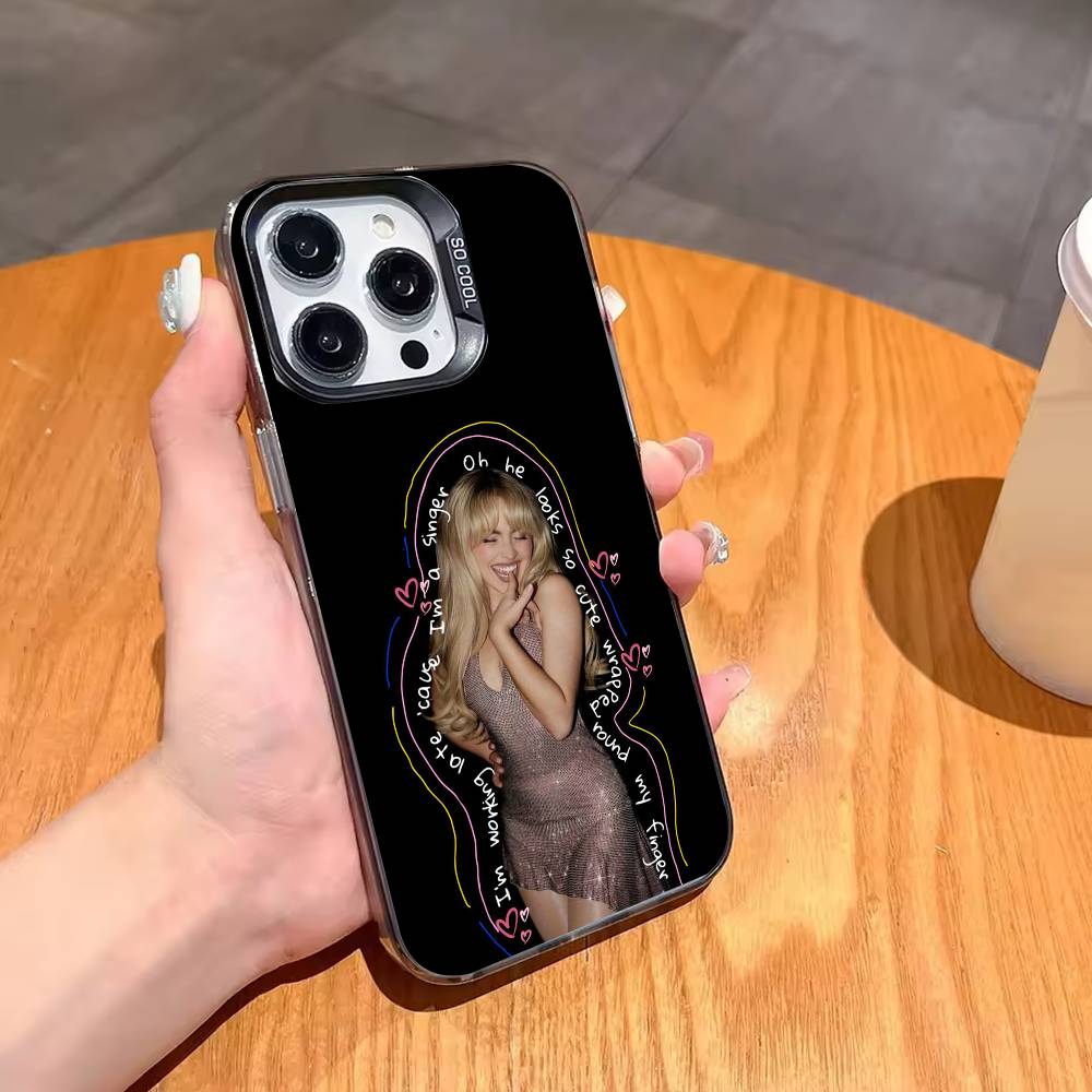 S-Sabrina Singer C-Плотник Чехол для телефона Для iPhone17 16 15 14 13 12 Pro Max Серый Черный Матовый Лазерный Металлик Аврора Funda