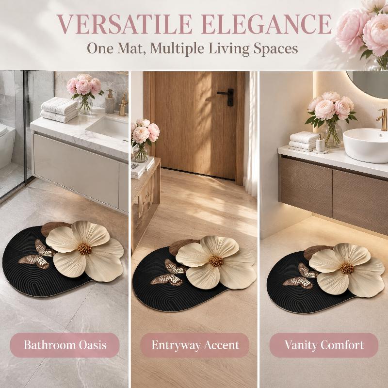 Flower Shaped Diatomite Floor Mat Fast Absorbent Non Slip Easy Clean For Bathroom Kitchen Entryway Use