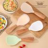 Silicone Rice Spoon, Non-stick To Rice, Can Be Used As a Standing Household Rice spoon.Wooden Handle Rice Spoon and Rice Spatula