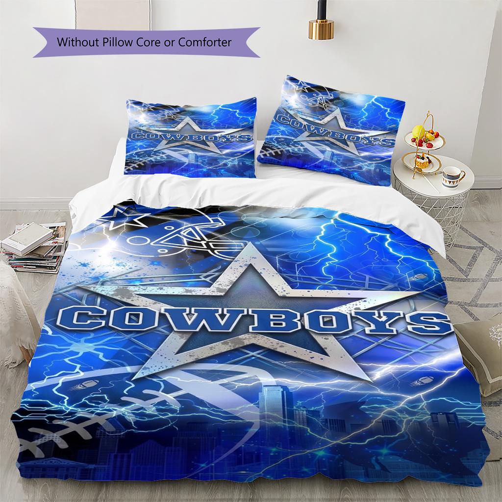 Dallas Cowboys Pattern Bedding Set Quilt Cover Pillowcase Home Decor Gift (1 * duvet cover + 2 * pillowcase, without core)