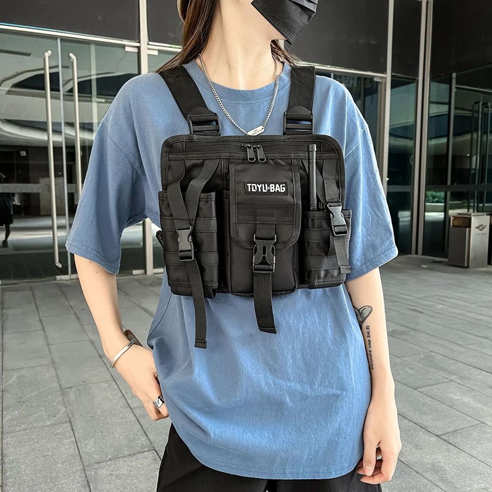 Нагрудная сумка Molle, ткань Оксфорд, сумки-жилет на плечо Molle, регулируемые сумки с несколькими карманами, легкие для пеших прогулок, путешествий, езды на велосипеде