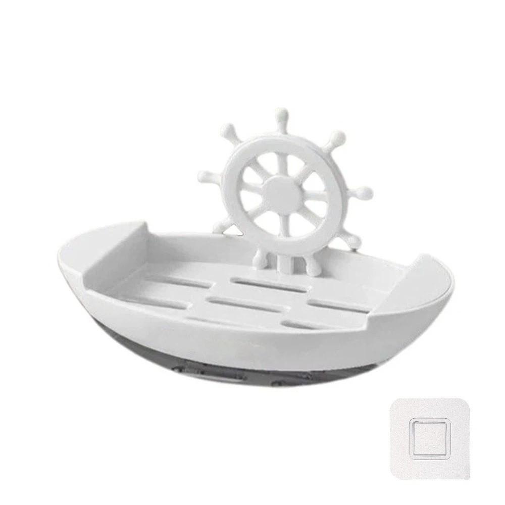Cute Drainage Boat-Shaped Soap Dish Plastic Household Soap Holder Innovative Cartoon Soap Dish Toilets
