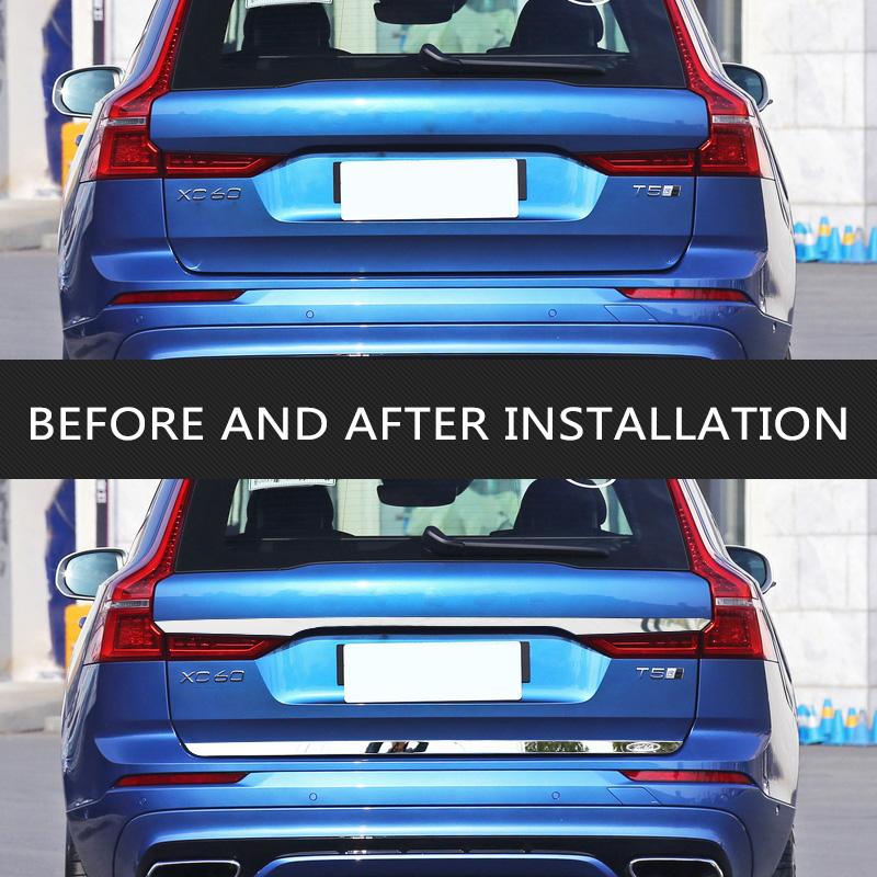 Хромированное украшение для заднего бампера Volvo 2018-2022 xc60, декоративная яркая полоса из нержавеющей стали, декоративная полоса багажника
