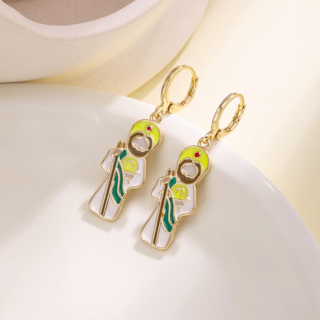 Nidin San Judas Tadeo Virgen de Guadalupe Enamel Drop Earrings For Women Colorful Drip Oil Religious Catholic Ear Jewelry Gifts