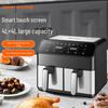 8L Dual Compartment Stainless Steel Air Fryer – Double Pot Electric Multifunction Fryer for Home Use