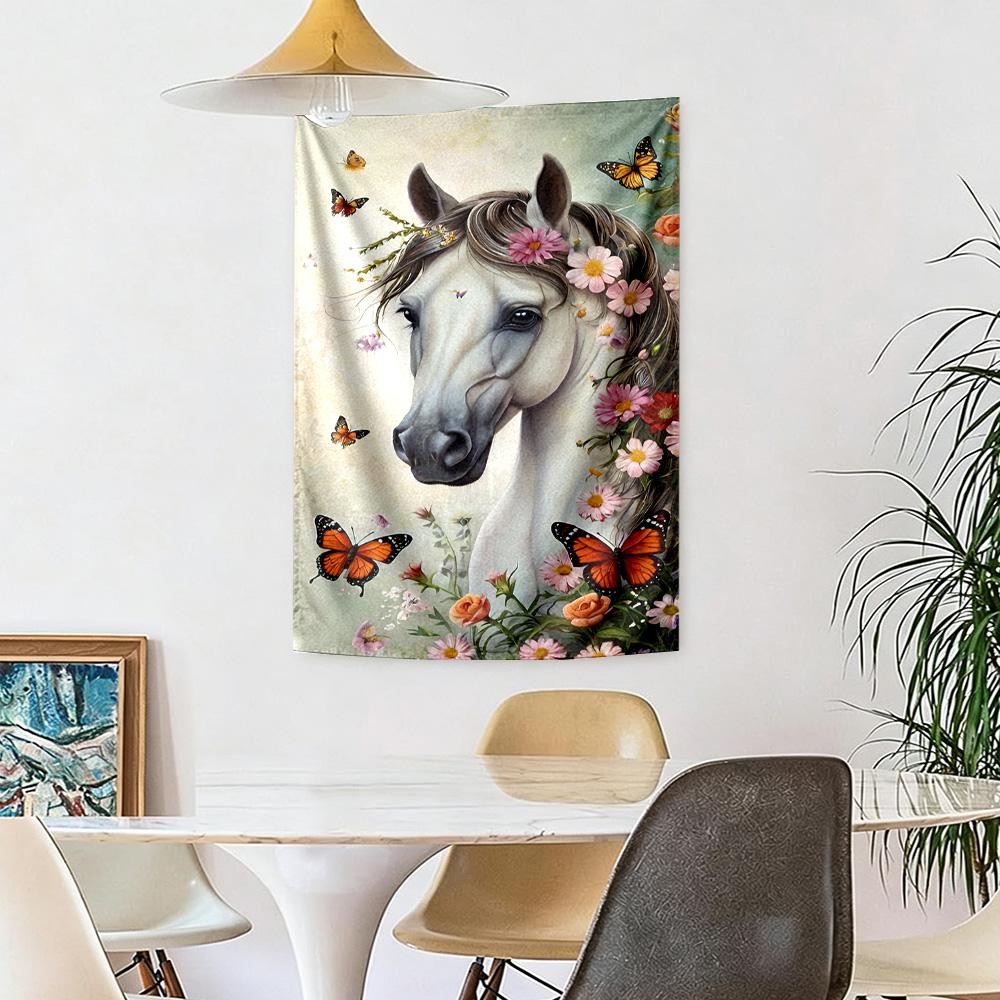 Horse Wall Decor Tapestry Art For Pet Memorial Birthdaywedding Party Backdrop Family Gift