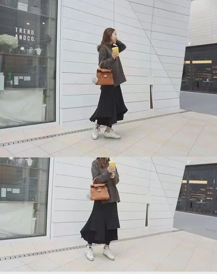 Женские брюки-юбки нестандартного кроя из нескольких слоев, осень/зима 2023 г. — нишевый дизайн, большой размер, имитация двухкомпонентного фасона.