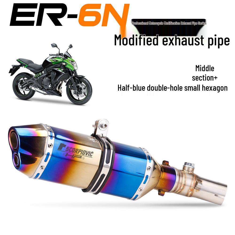 Kawasaki ER6N/ER6F/Ninja 650/Versys 650 Non-Destructive Mid-Section Hex Exhaust