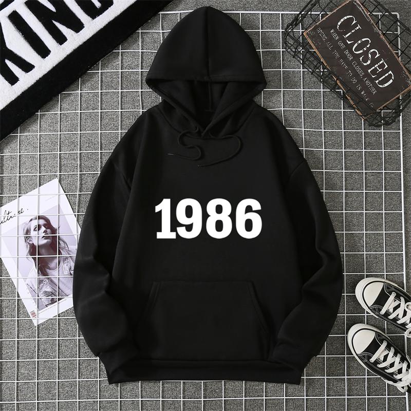 1986 Personality Street City Letter Print Tracksuit Women Novelty Fashion Hoodies Loose Fleece Hoody Casual Comfortable Clothes