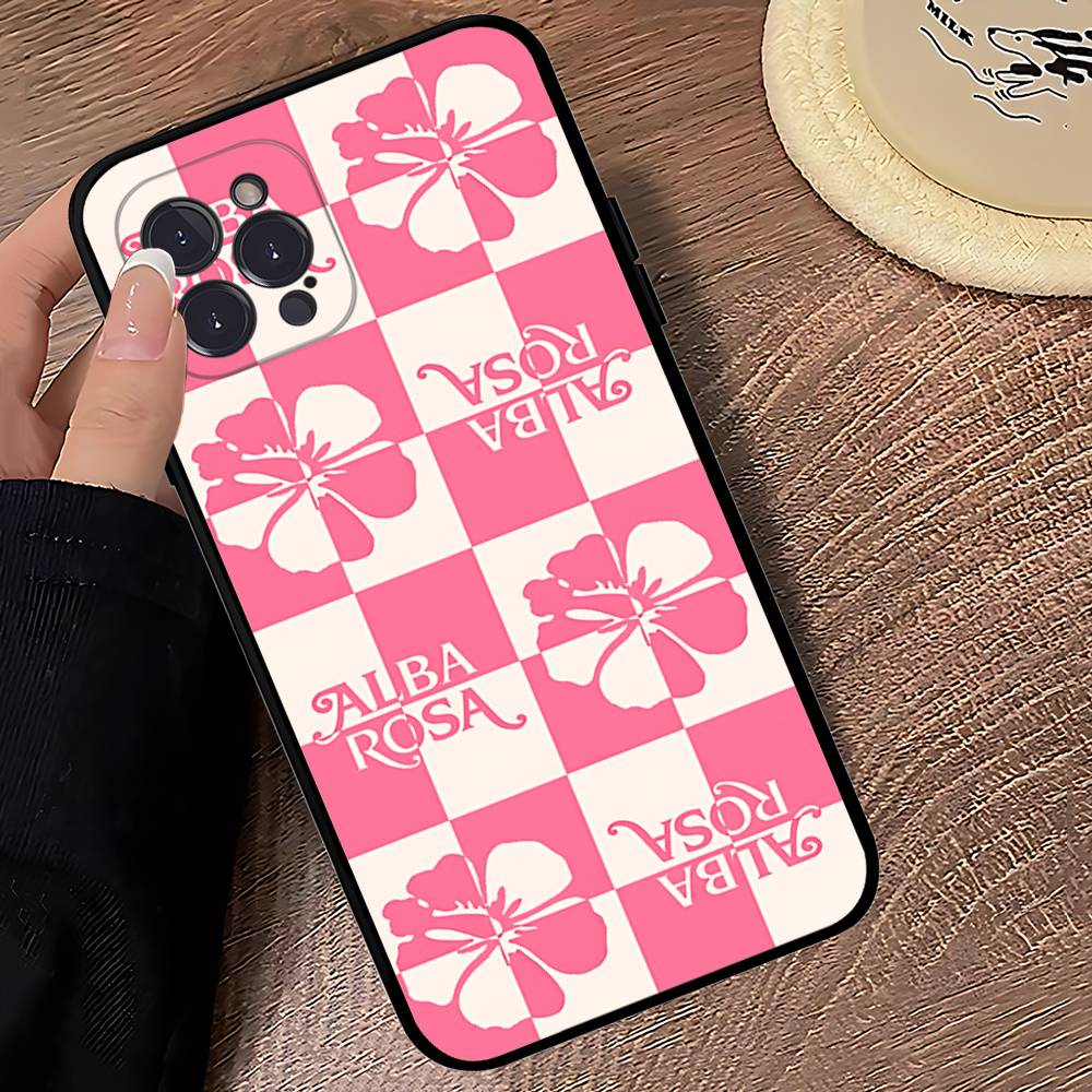 Модный Чехол Для Телефона A-ALBA R-ROSA Для IPhone 17 16 15 14 13 12 11 Pro Max Plus Mini Силиконовый Черный Чехол