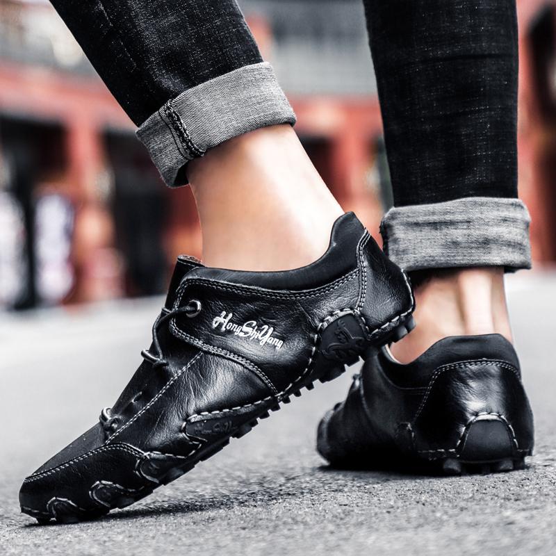 Men's New Leather Outdoor Sports Shoes Casual Shoes Business Leather Board Shoes