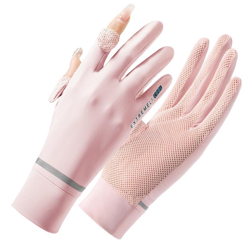 Летние перчатки Ice Silk, солнцезащитные женские, крутые, двухпальцевые, для езды на велосипеде, тонкие, дышащие, крутые, для сенсорного экрана на открытом воздухе