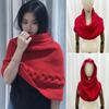 Winter Wool Knitting Scarf Women Men Solid Color Dual Use Shawl