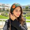Dopamine Color Elastic Head Wrap Large Button Yoga Hairband Fashionable Polka Dot Headband  Daily