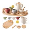Деревянная детская игрушка Монтессори Чайник Чашка Имитация Кухонная утварь Силикон без BPA Обучающая игрушка для детей Ролевая игра Подарок