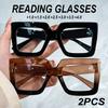 2 шт. Модные очки для чтения для женщин и мужчин, Удобная оправа в винтажном стиле, Подходят для всех форм лица, Подходят для ношения