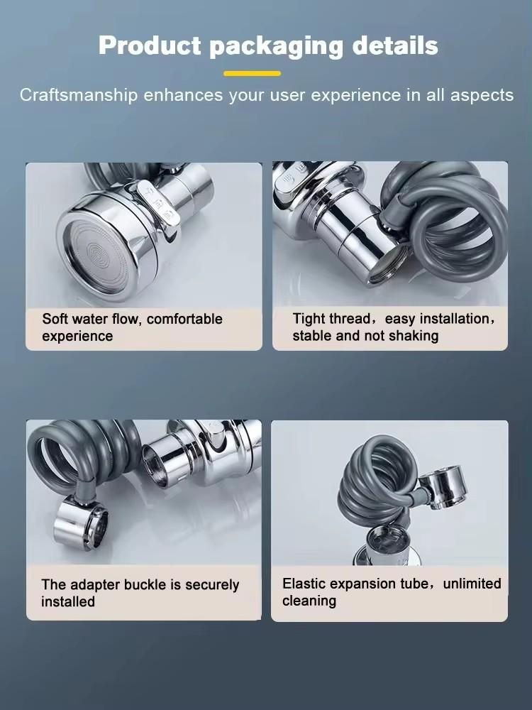 Upgraded 3 Modes Kitchen Faucet Extender with Stretchable Hose Bathroom Sink Sprayer 360 Degree Rotation Tap Filter Extender